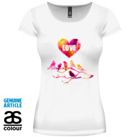 Watercolour birds with love heart design
