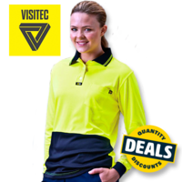 Visitec Basic Airwear Long Sleeve Womens Polo (Sizes 8 to 16)